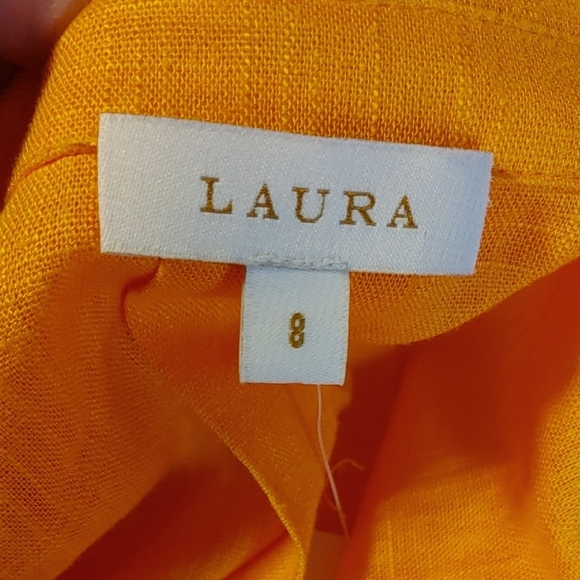 NWT Women's Laura Orange Button Down Shirt Viscose & Linen Blend Size 8 - Picture 8 of 11